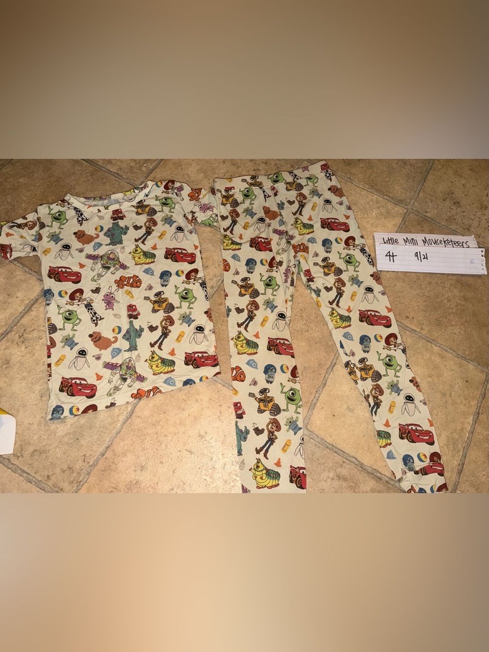 Kids Cream Toy Character Cotton Pajama Set